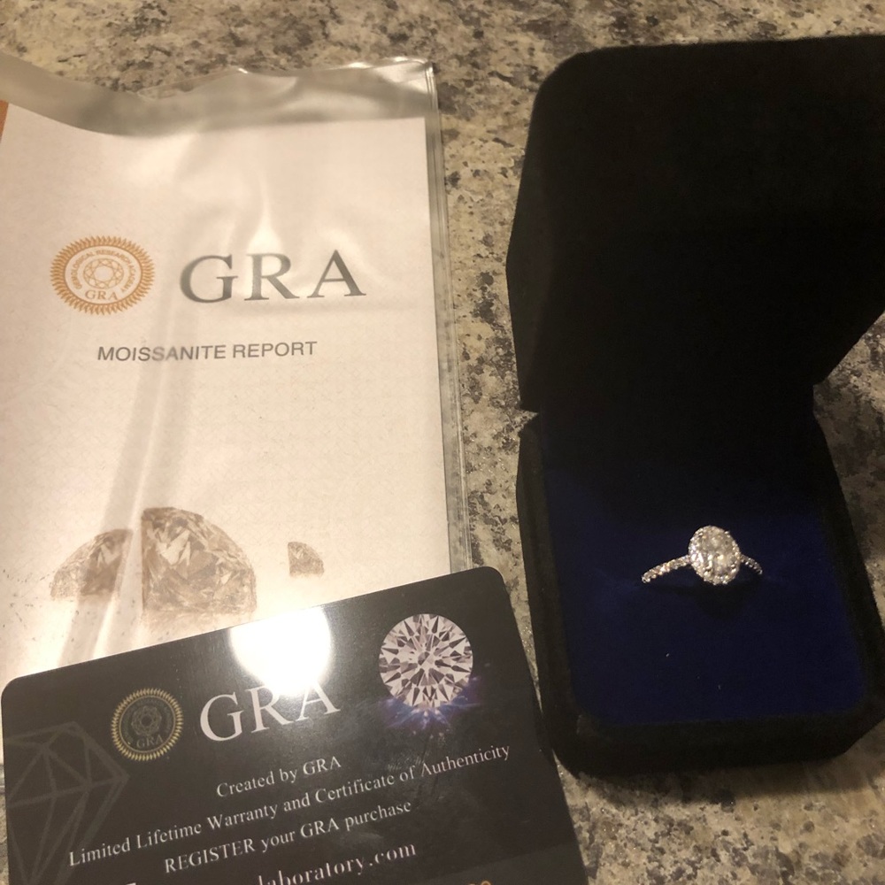 New Certified 1ct. Oval Cut Diamond Moissanite Engagement Ring